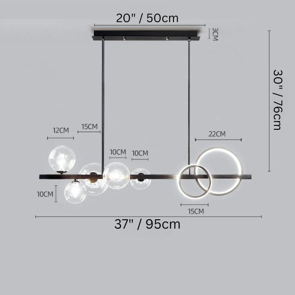 Afnari Linear Chandelier Size Chart