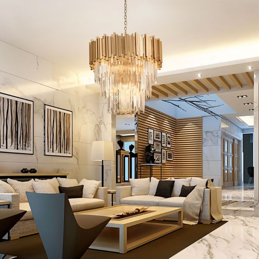 Astralis Lux Tiered Round Chandelier - Modern Lighting for Bedroom