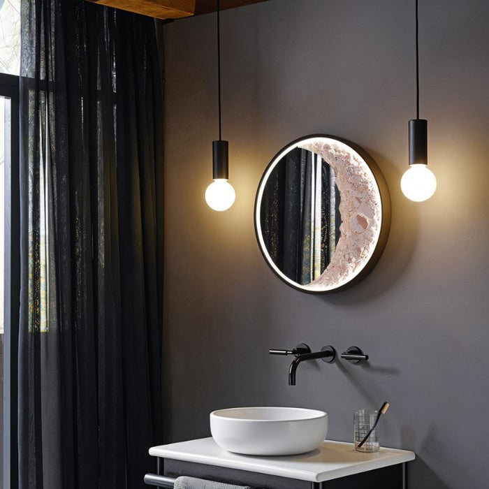 Crescent Moon Illuminated Art - Modern Lighting for Restroom