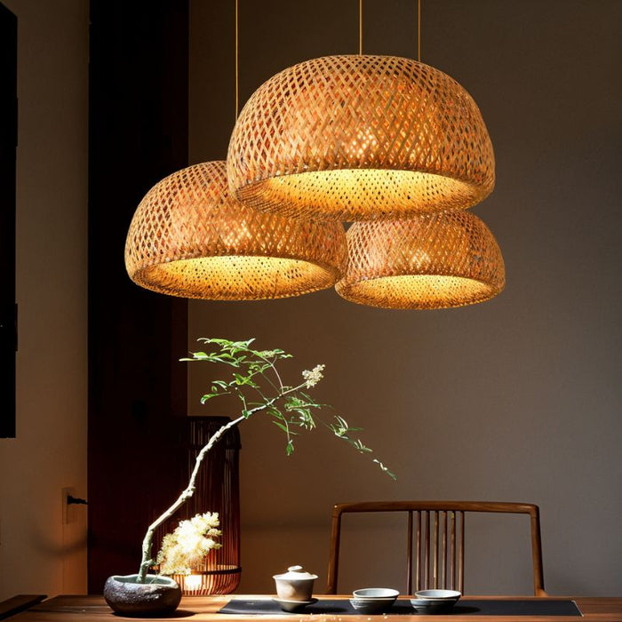 Hand-Weaved Rattan Cocoon Pendant Light - Modern Lighting for Dining Table