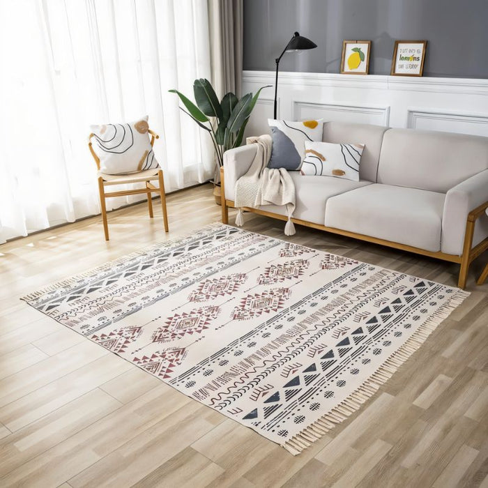 Hasbo Bohemian Area Rug: Bursting with eclectic charm, this bohemian area rug showcases intricate patterns and rich textures, adding a free-spirited vibe to your decor that invites creativity and individuality.