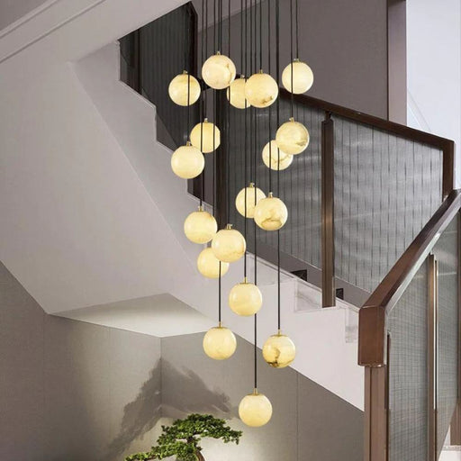 Tama Alabaster Chandelier Light - Stair Lighting